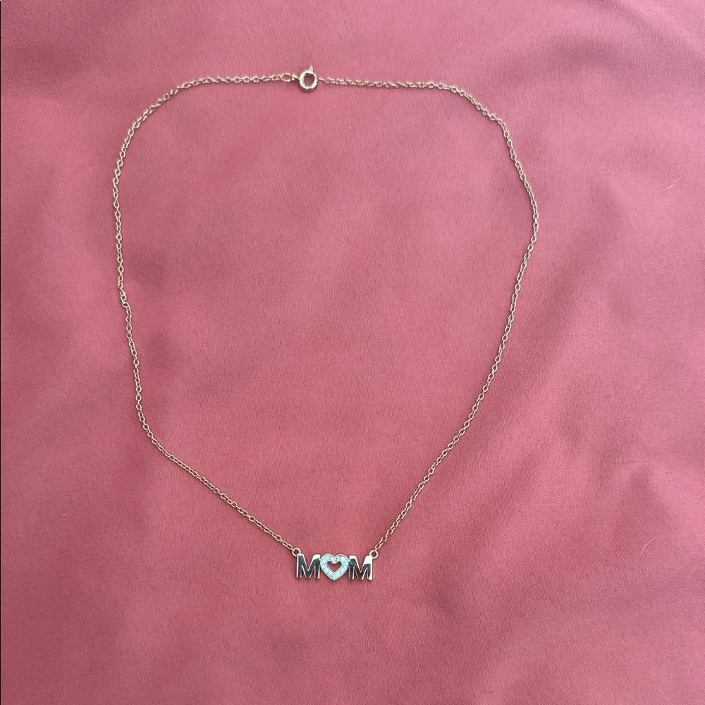 Gold 'MOM' Necklace with Heart Accent